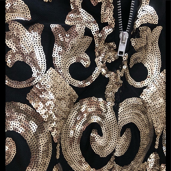 Cefian Black Gold Sequin Dress NWOT - Picture 3 of 9